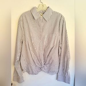 Gray and white blouse